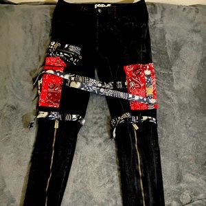 Black, red and white pants could go with a lot of outfits